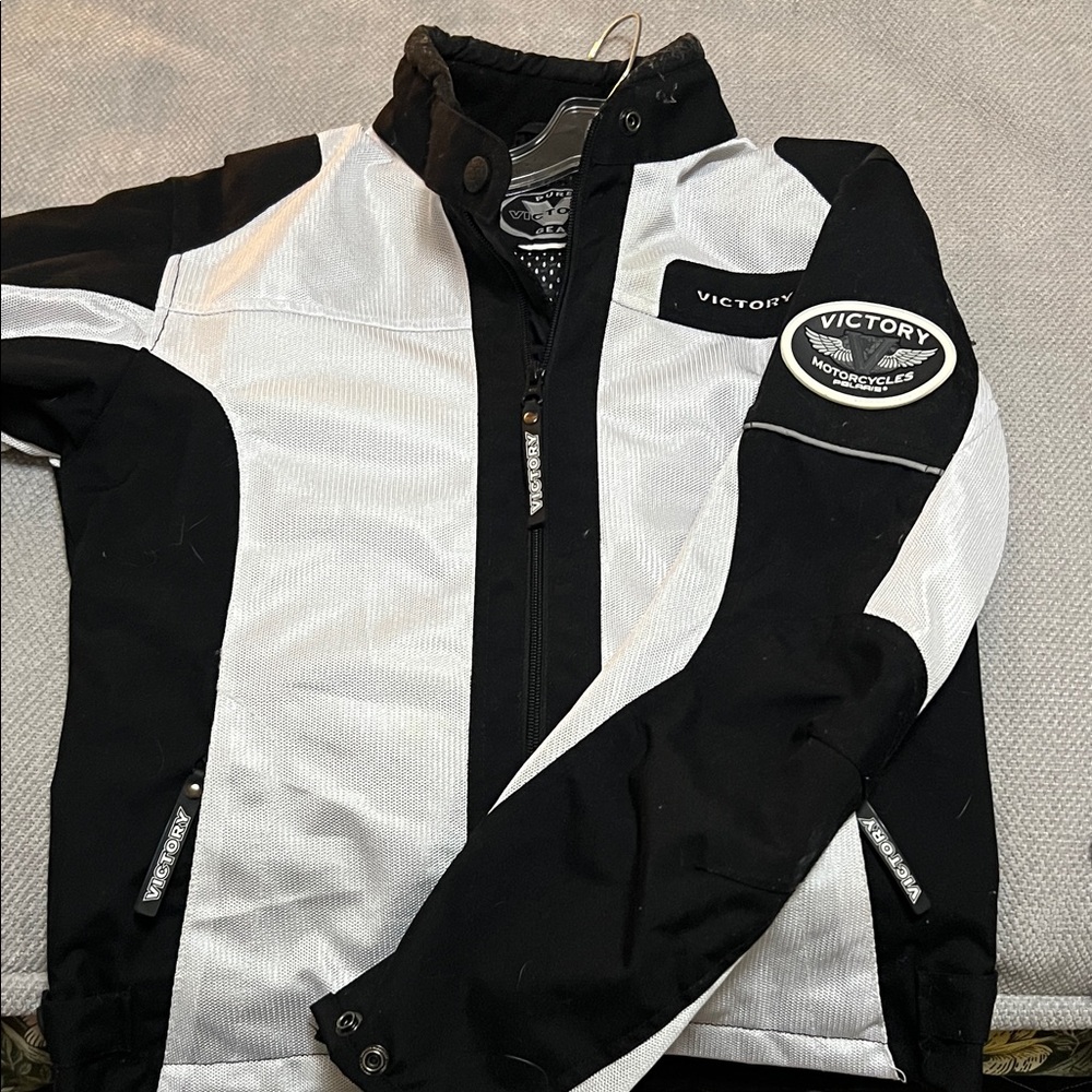 Victory Motorcycle Women's Black and White Bomber Jacket
